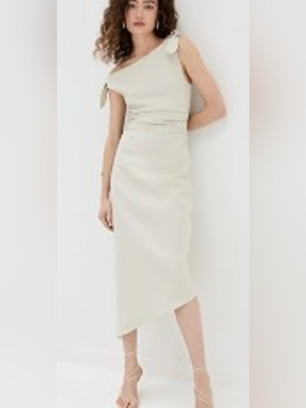 SIR โAffogatoโ Tie-Shoulder Beige Linen Maxi Dress